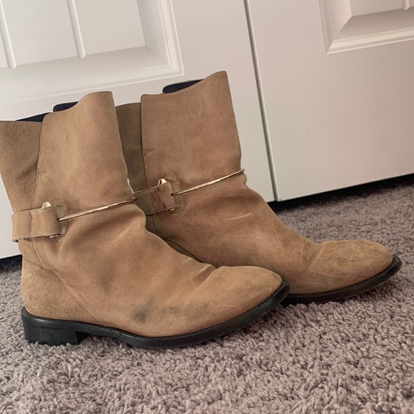 Beige metal bit suede Balenciaga boots - Picture 1 of 4